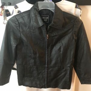 Genuine real leather kids coat for girls